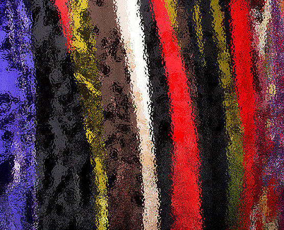 Photoshop filter effects on colorful skirts in a clothing store.
