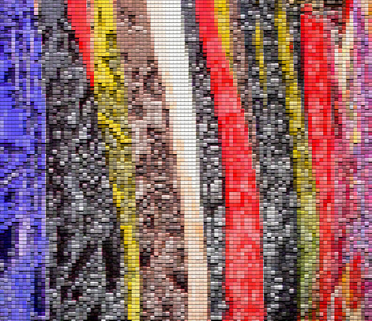 Photoshop filter effects on colorful skirts in a clothing store.
