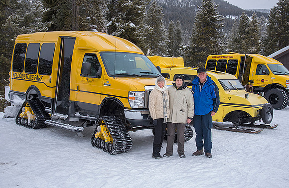 Taking a Break during snow coach ride.